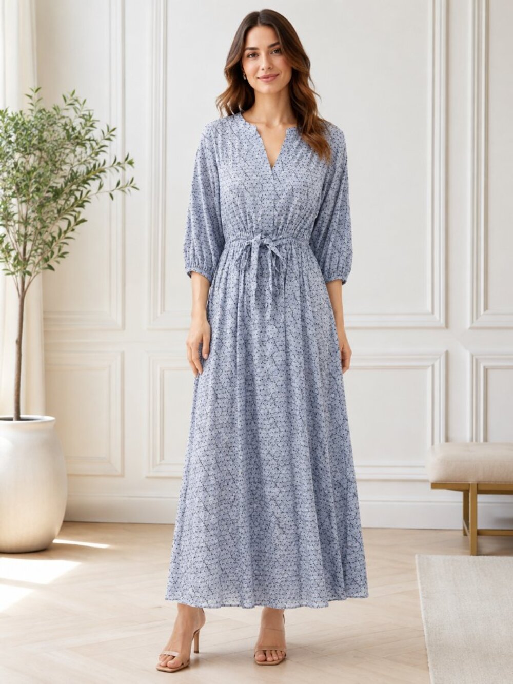 Kerri Rosenthal Buttondown Shirt Maxi Dress Printed A Line Resort S NWD 285012